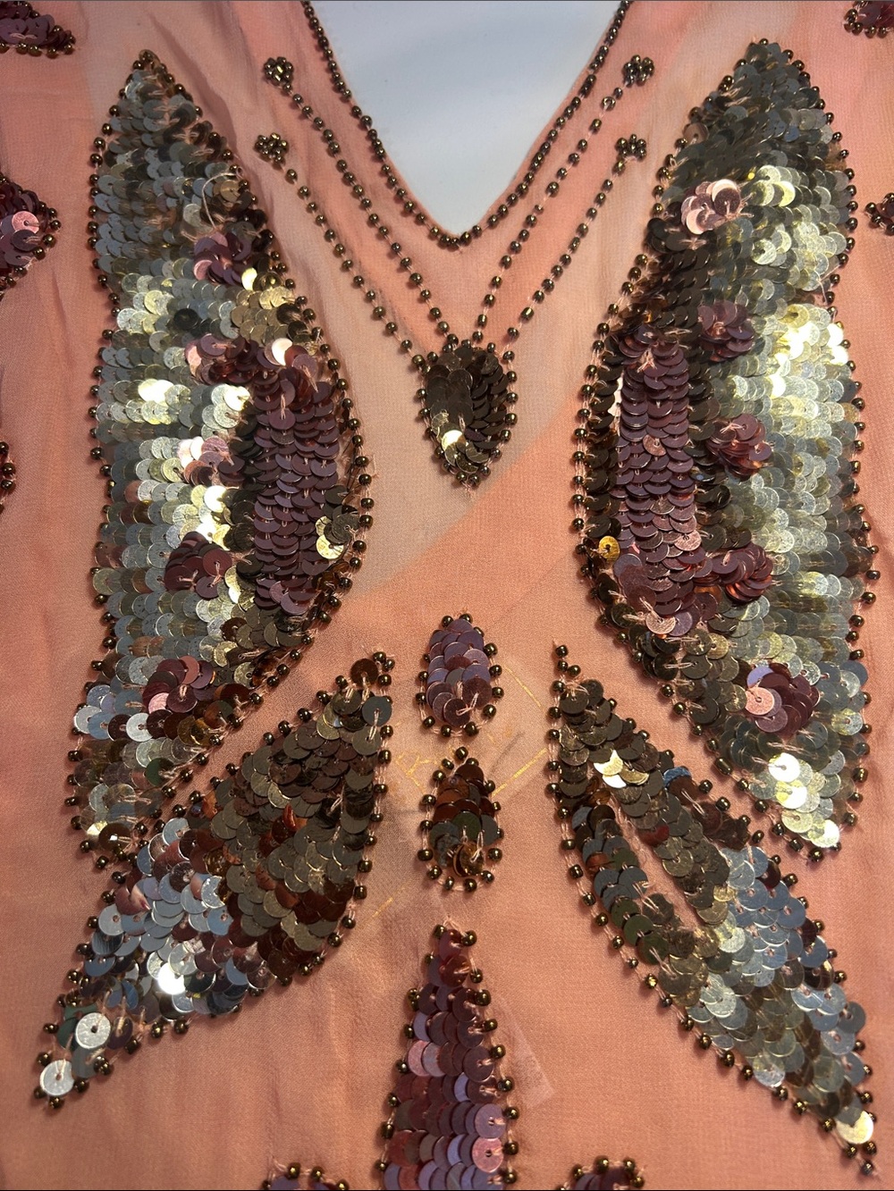 Free People Jen’s Pirate Booty Ritual Queen Peach Sequin Embellished Kaftan XS/S - Picture 12 of 14